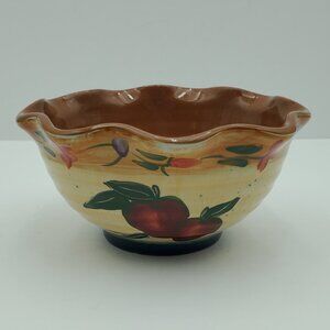 Giftcraft Country Fair Apple Mixing Bowl 2003 Ribbed Ruffled Edge Serving Bowl